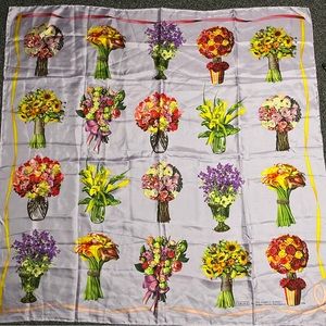 Vintage Carlisle Susan B for breast cancer 1998 Floral Silk Scarf purple